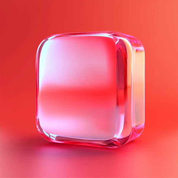 Glossy Cube on Red
