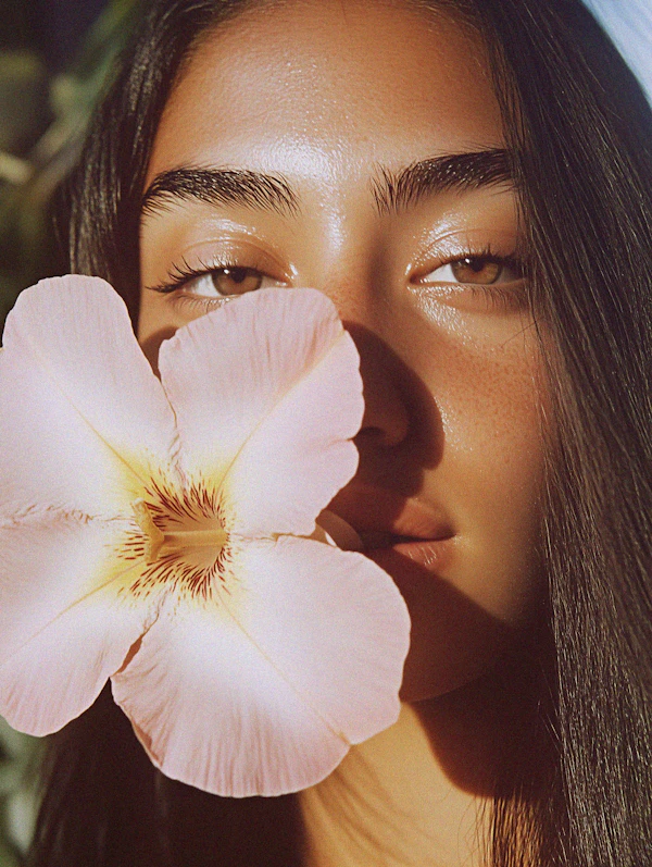 Serene Portrait with Flower