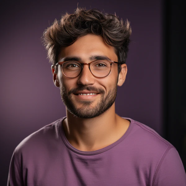 Casual Contemporary Smiling Man with Glasses