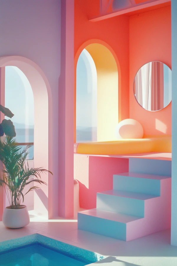 Modern Interior with Pastel Colors