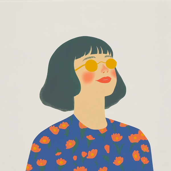 Stylized Portrait with Yellow Sunglasses