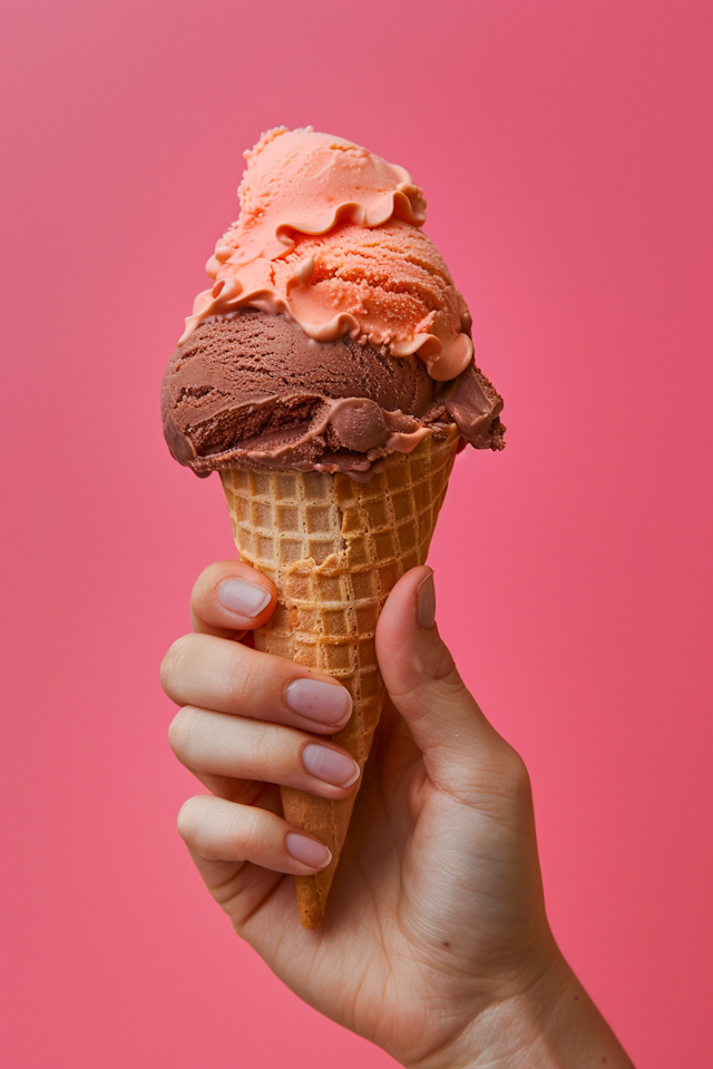 Hand Holding Melting Ice Cream Cone