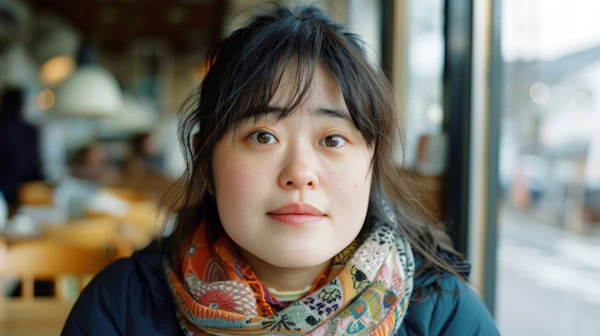 Contemplative Woman in Cafe