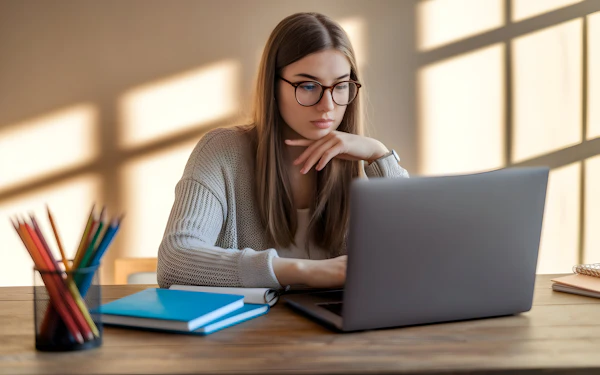Focused Woman at Desk
