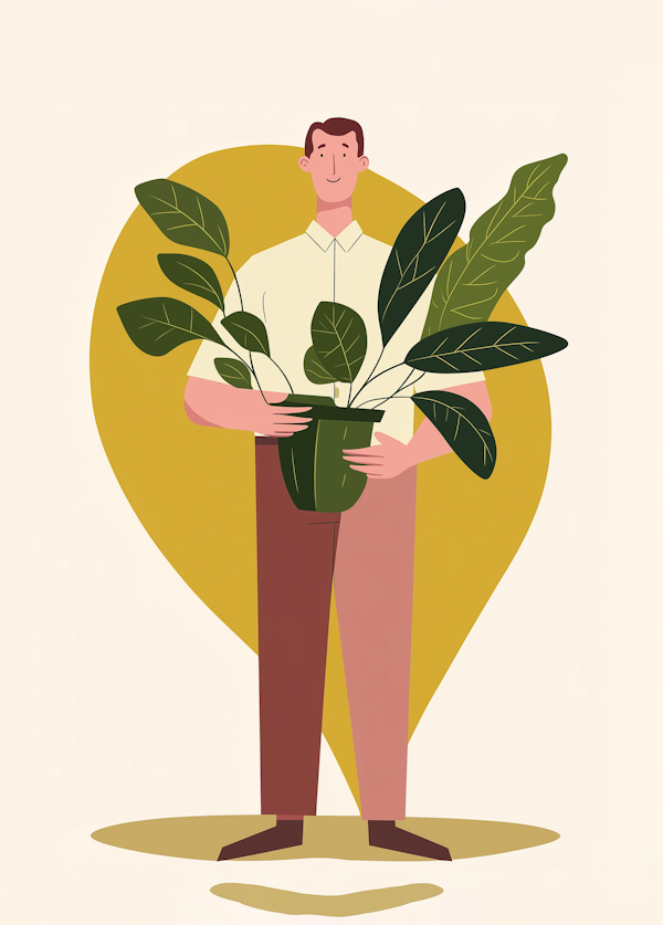 Man with Potted Plant