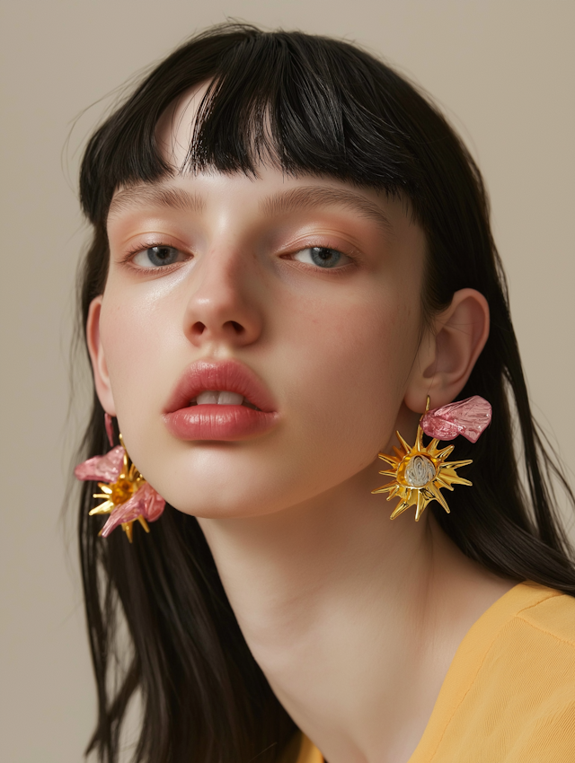 Close-up of Woman with Artistic Earrings