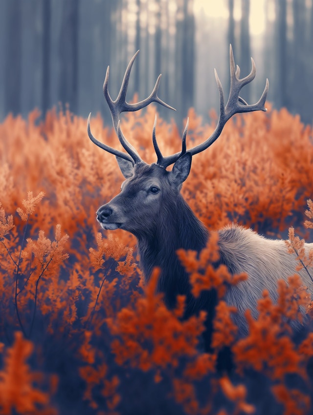 Majestic Deer in Vibrant Forest