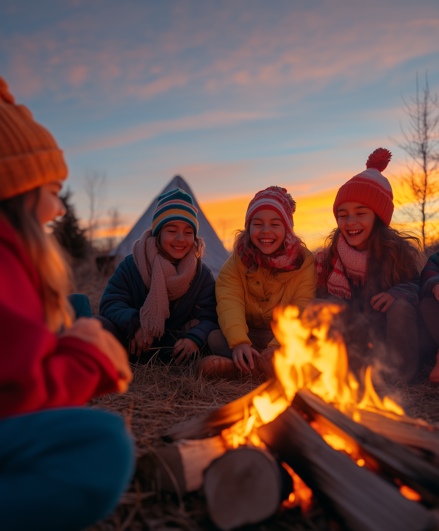 Children Around Campfire