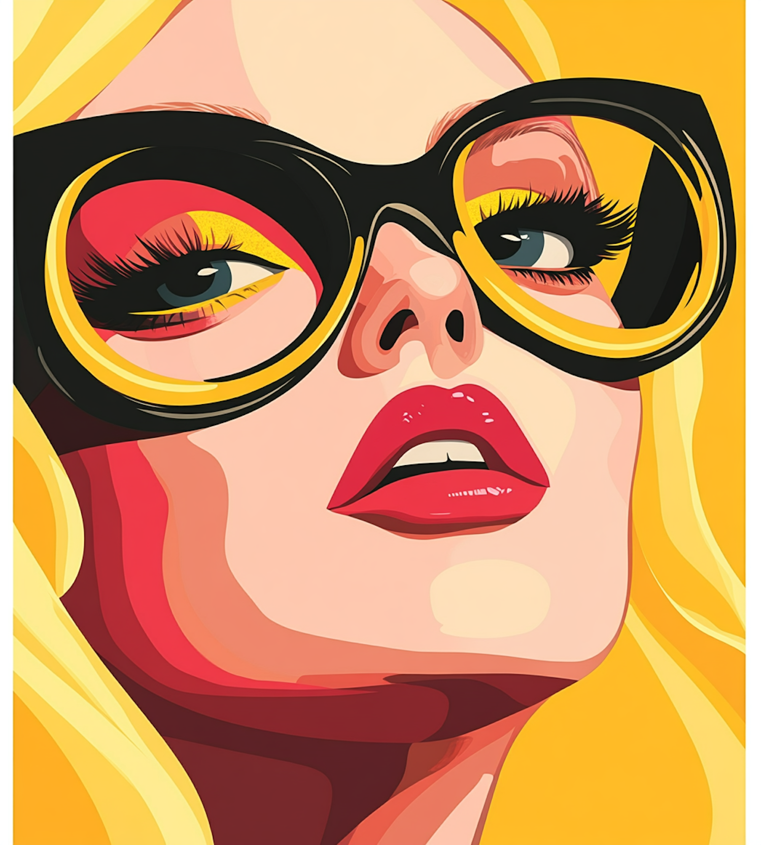 Stylized Female Illustration with Sunglasses