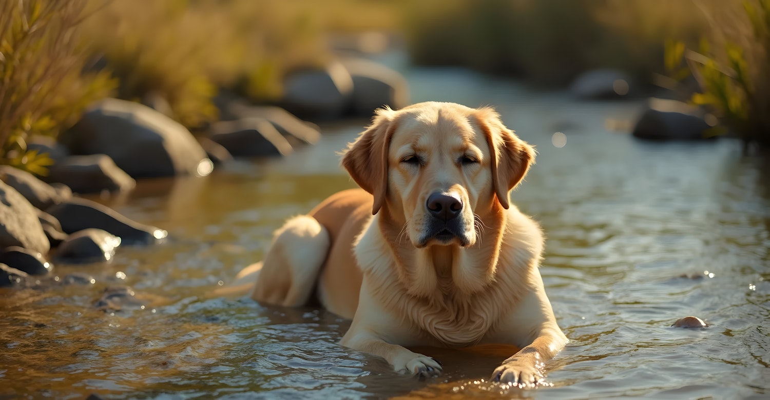 Golden Retriever in Stream