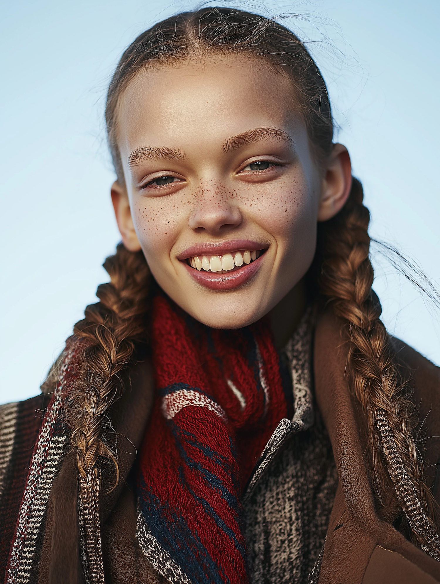 Joyful Young Woman in Winter Attire