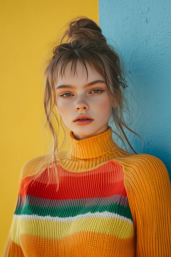 Young Woman Against Vibrant Background