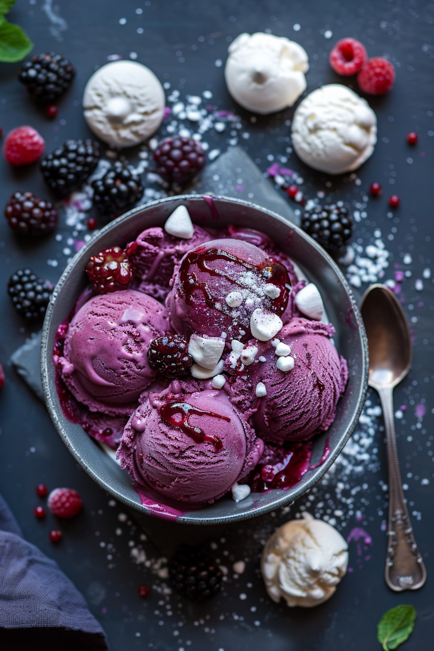 Vibrant Purple Berry Ice Cream