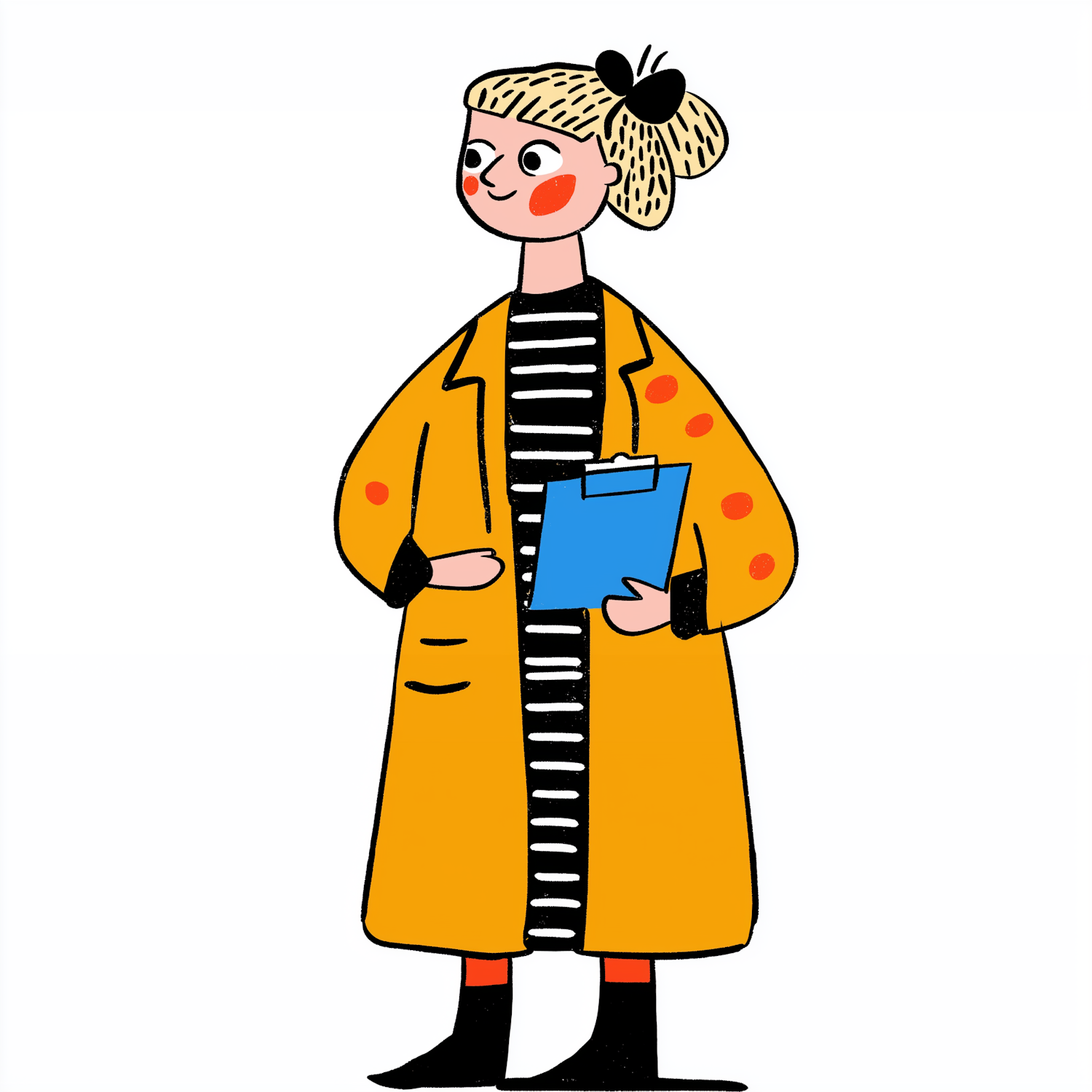 Stylized Illustration of Young Woman with Clipboard