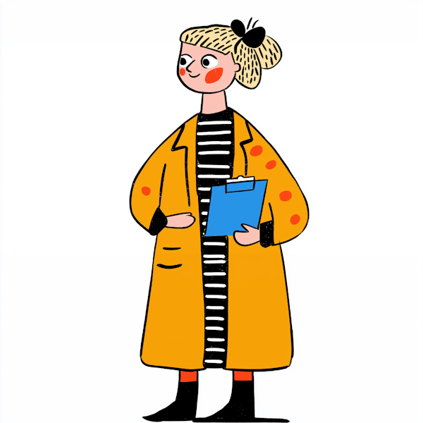 Stylized Illustration of Young Woman with Clipboard