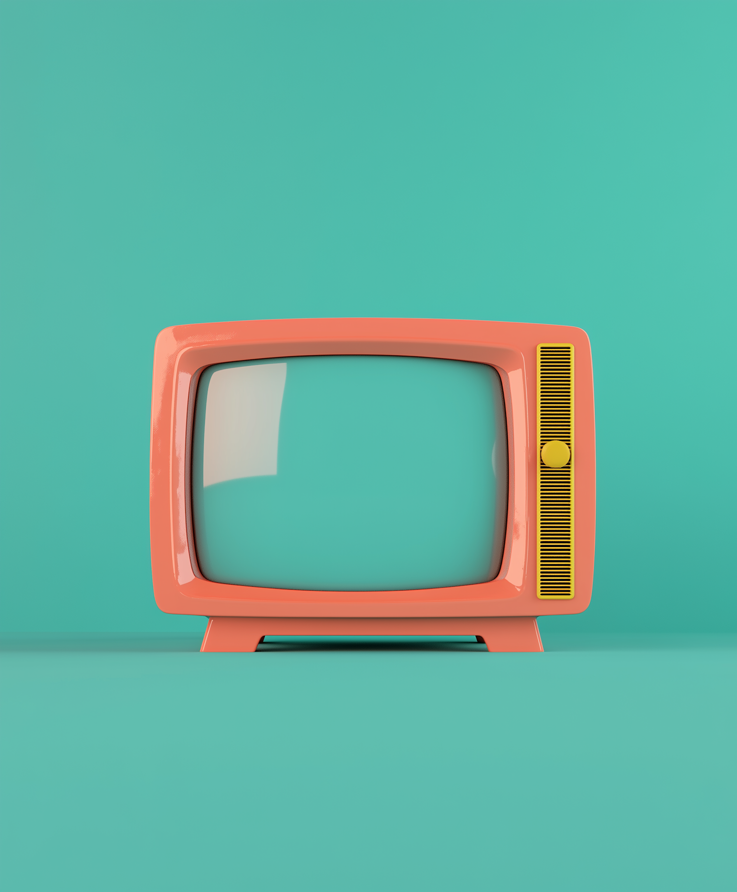 Vintage Television in Coral and Teal