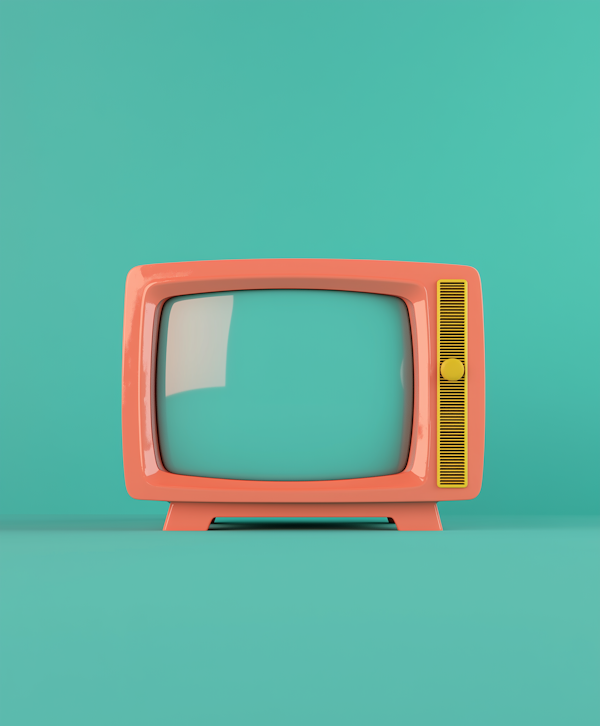 Vintage Television in Coral and Teal