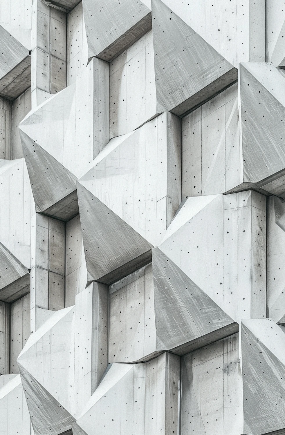 Angular concrete facade casting geometric shadows
