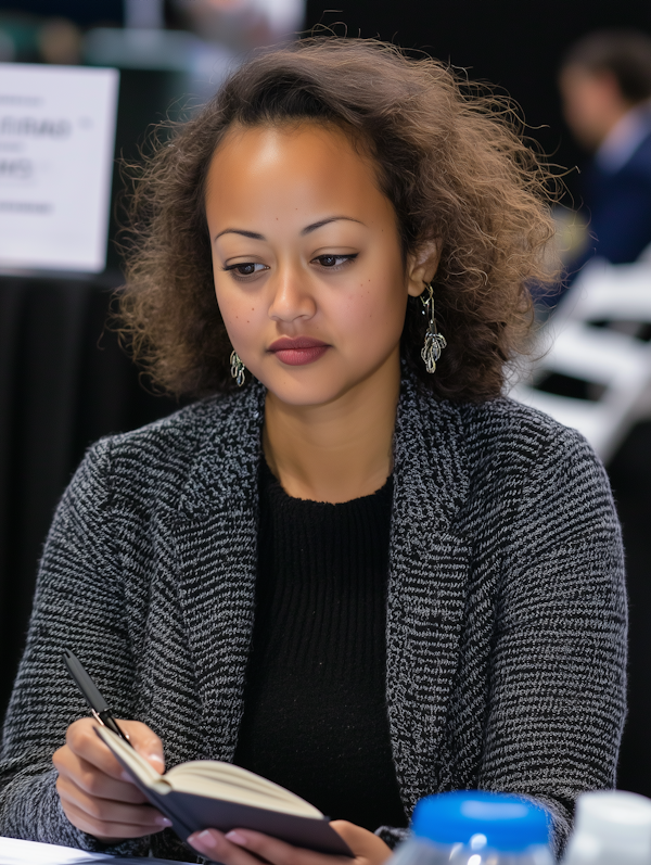 Woman Writing in Notebook