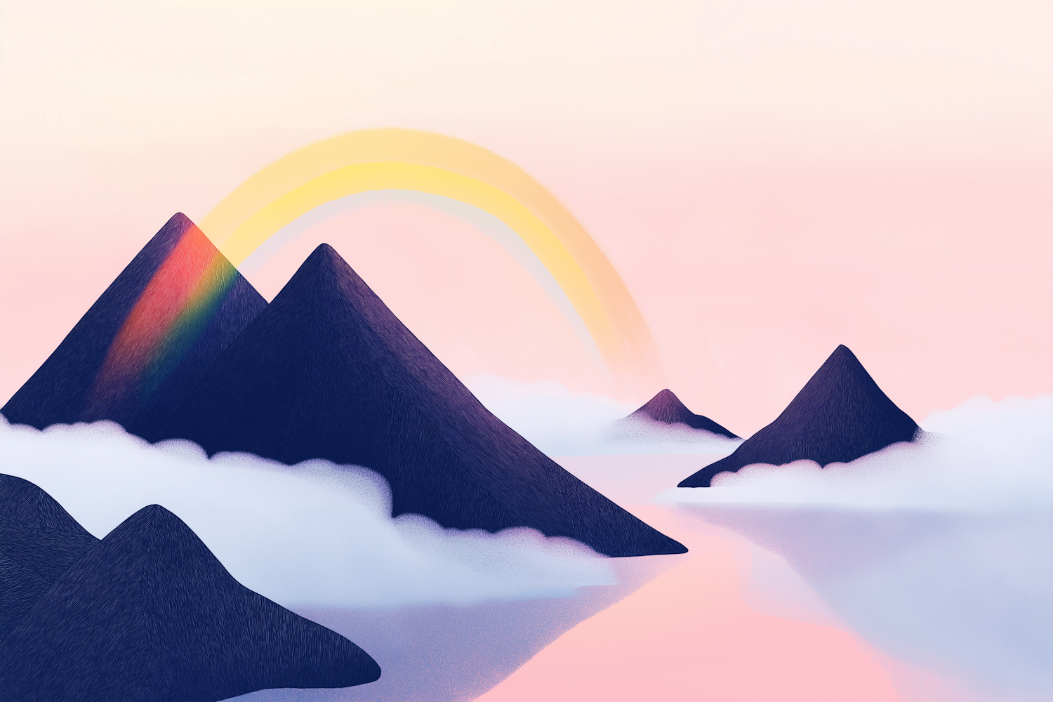 Pastel Mountain Scene