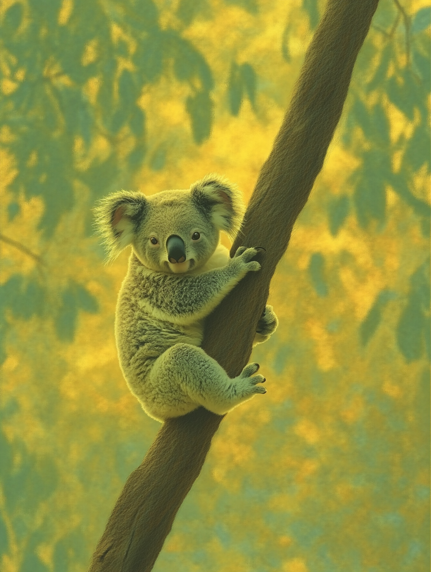 Koala in Sunlit Forest