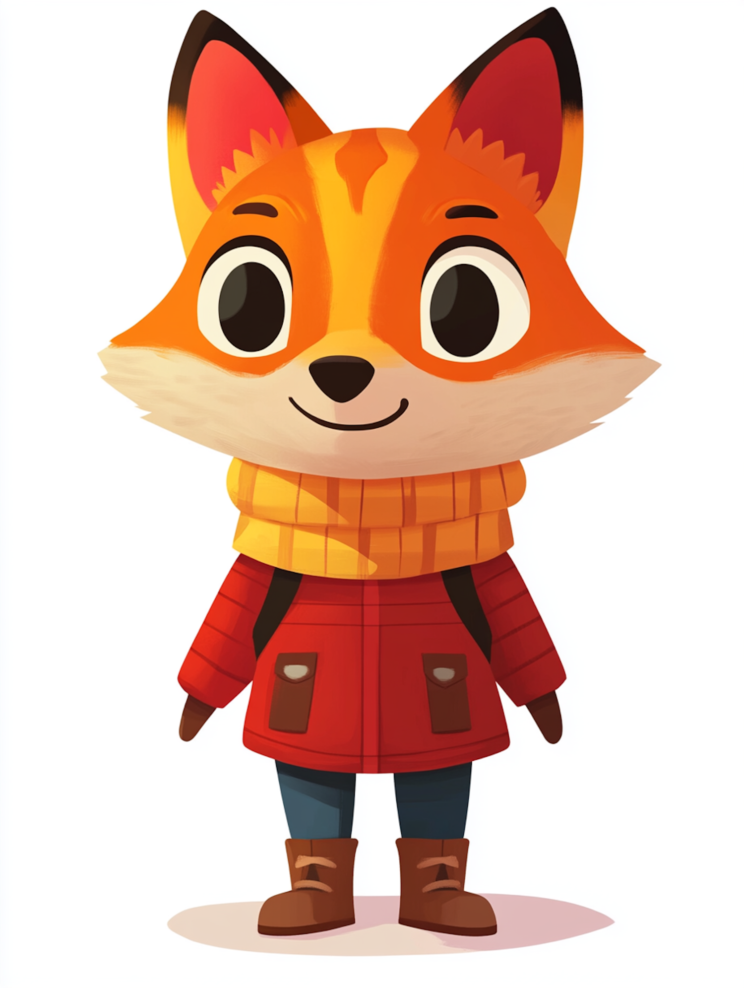 Charming Cartoon Fox in Winter Outfit