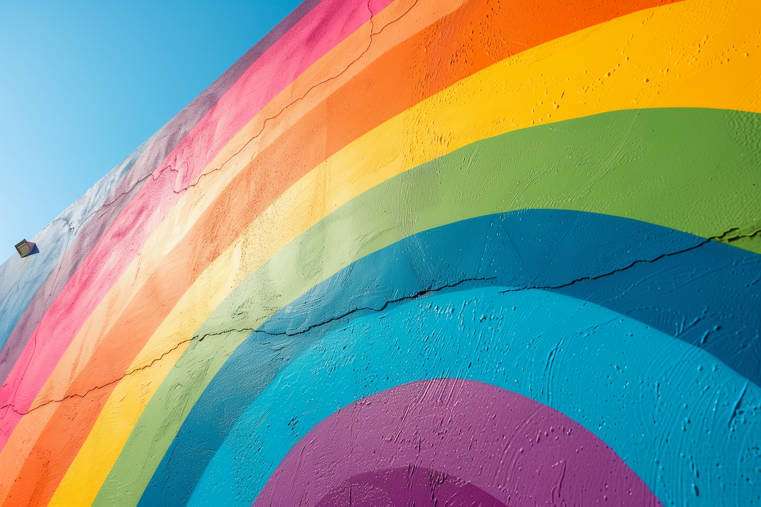 Vibrant Rainbow Mural with Security Camera