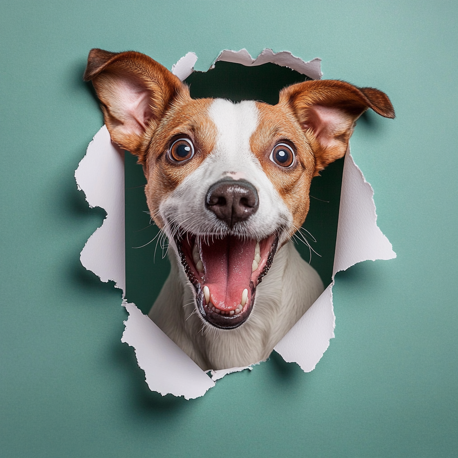 Joyful Dog Peeking Through