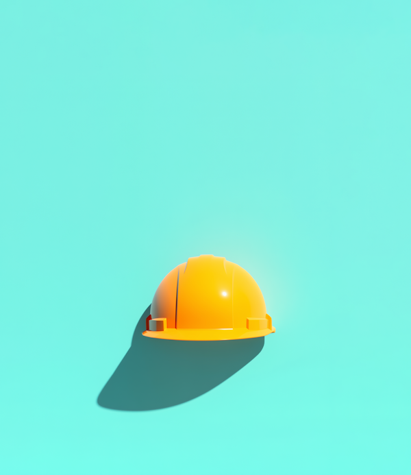 Minimalist Hard Hat on Turquoise Background