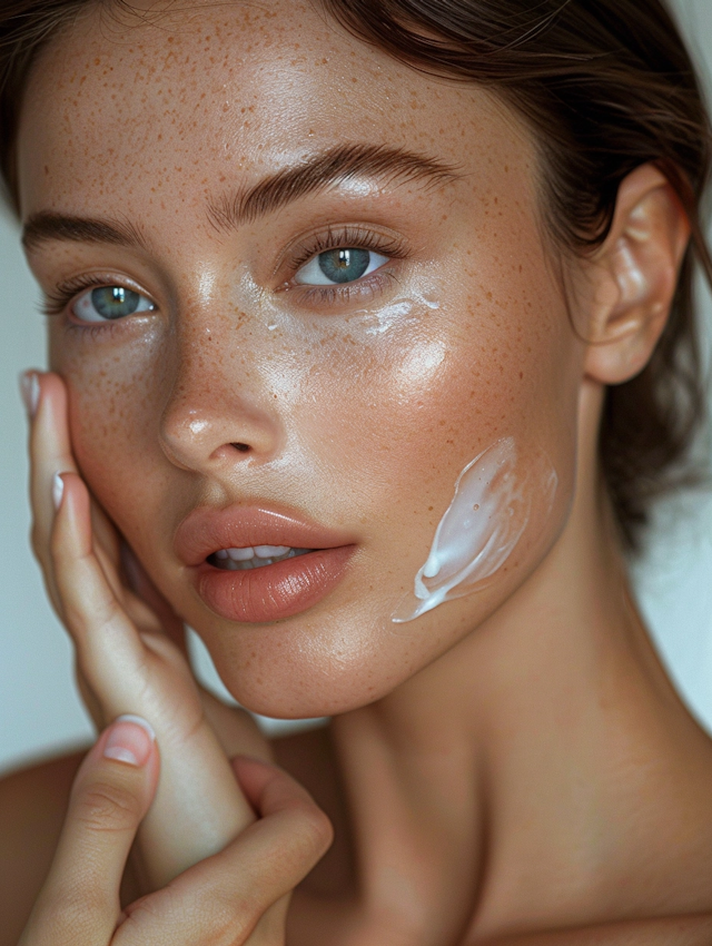 Serene Portrait of a Freckled Woman