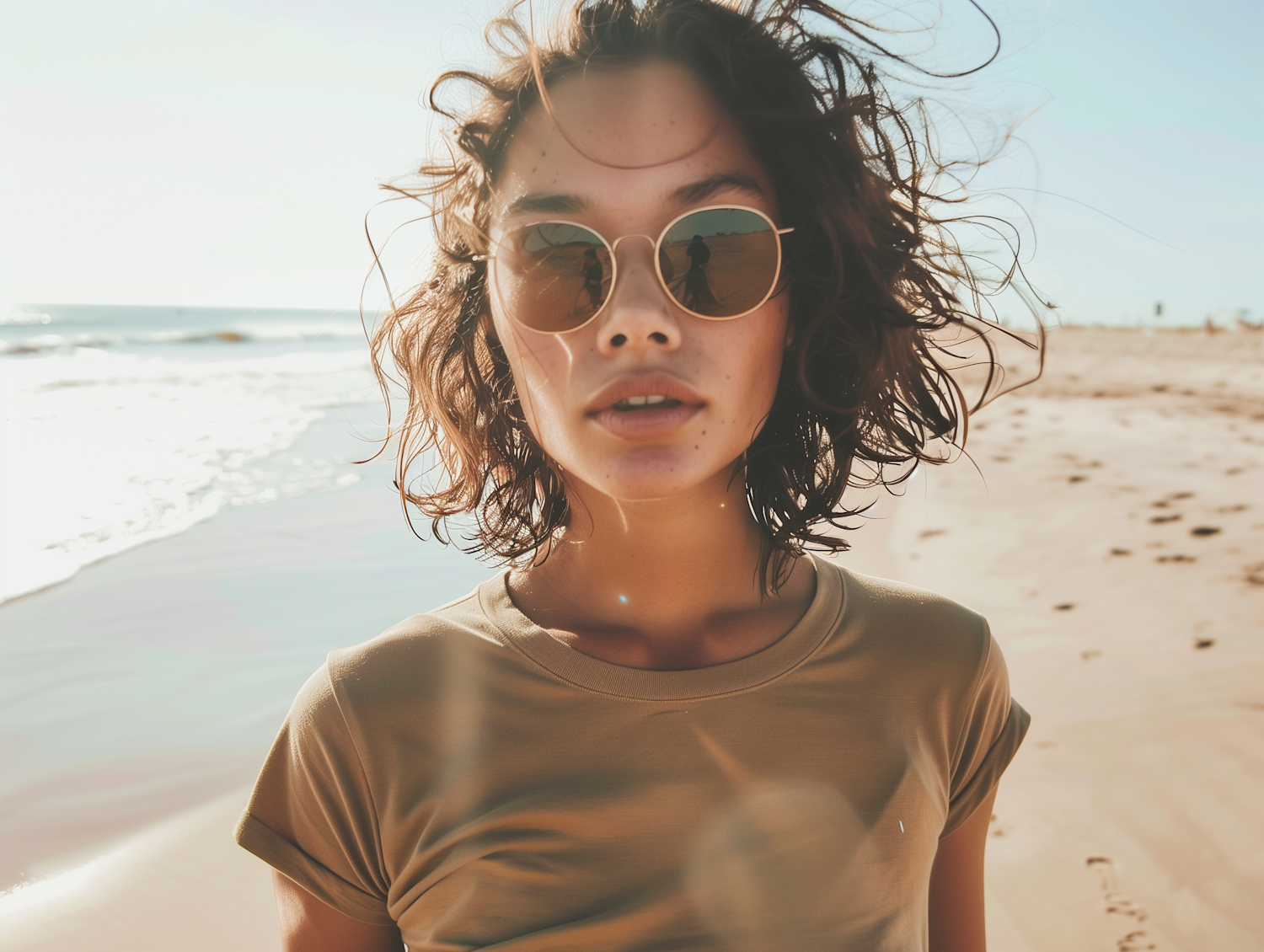 Contemplative Woman on Beach