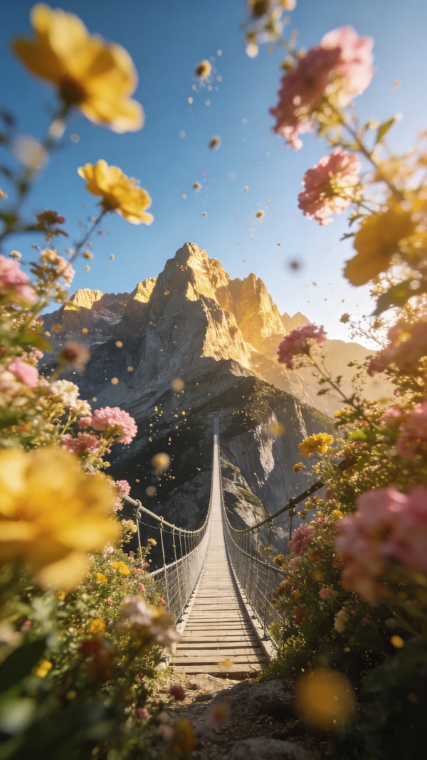 Scenic Bridge and Flowers