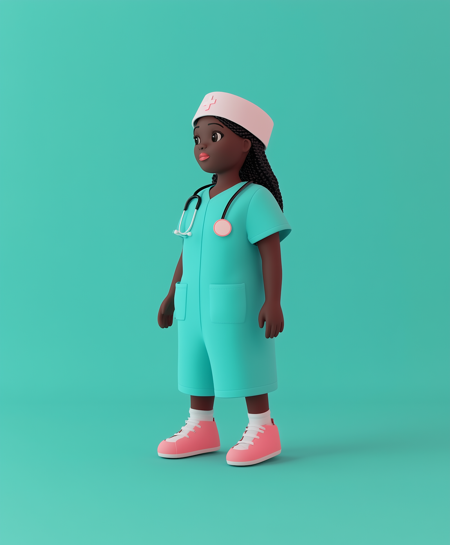 Friendly African Nurse Cartoon Character