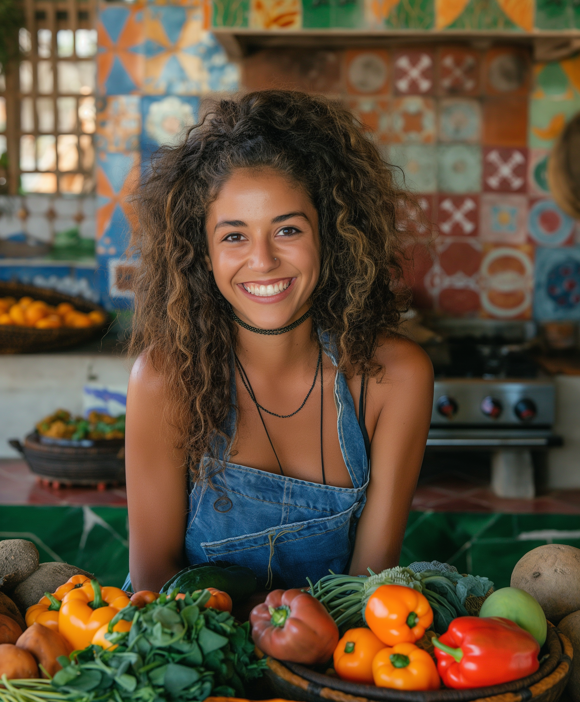 Smiling Woman with Vegetables