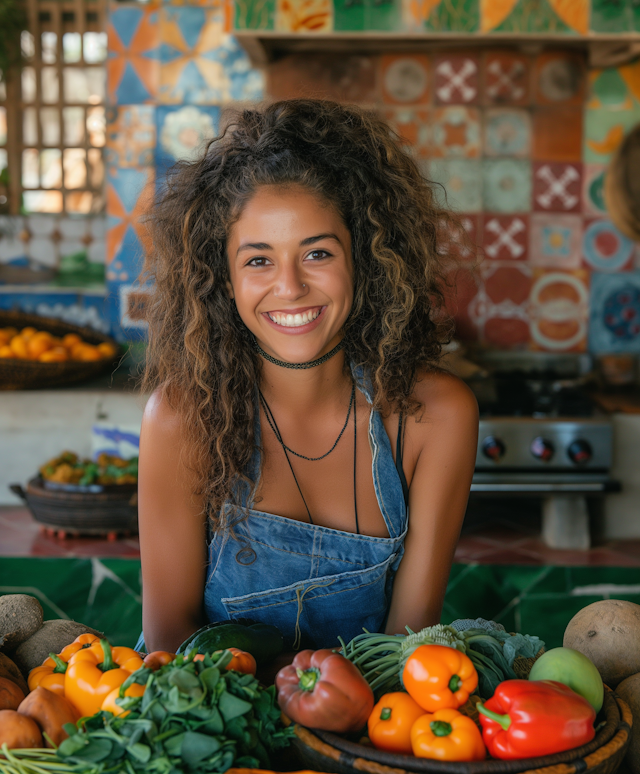 Smiling Woman with Vegetables