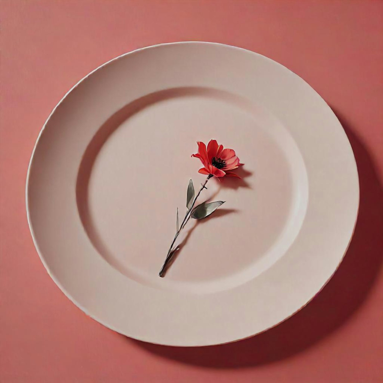 Minimalist Flower on Pink Plate