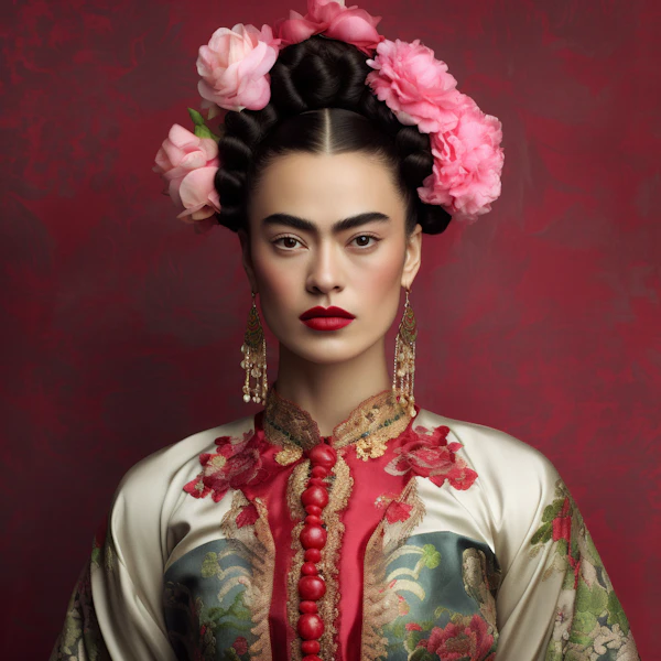 Regal Woman with Floral Adornments