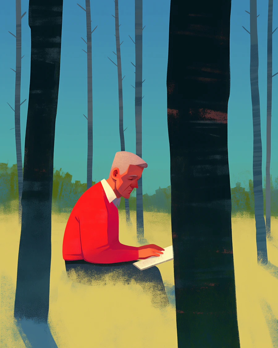 Man Reading in Forest