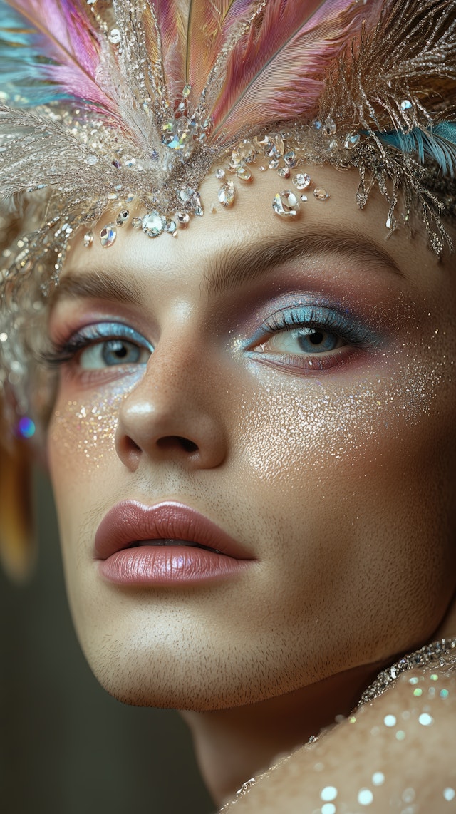 Ethereal Portrait with Feathered Headpiece