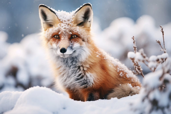 Winter Sentinel: A Red Fox in Snow