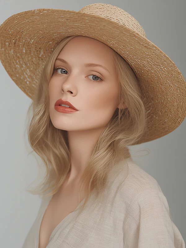Serene Straw Hat Portrait