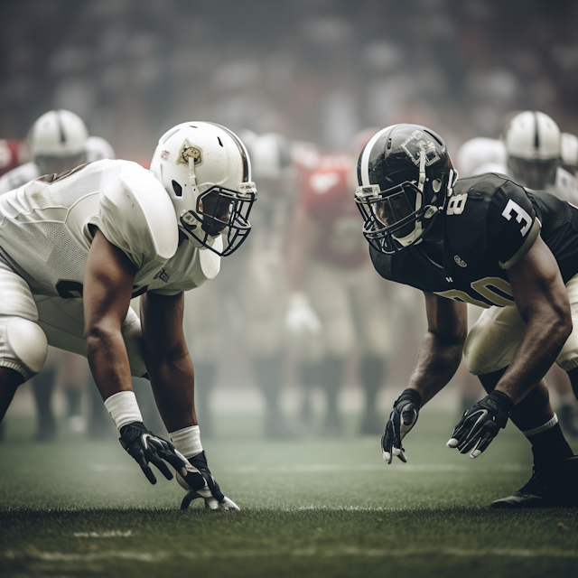 Gridiron Confrontation at the Line of Scrimmage