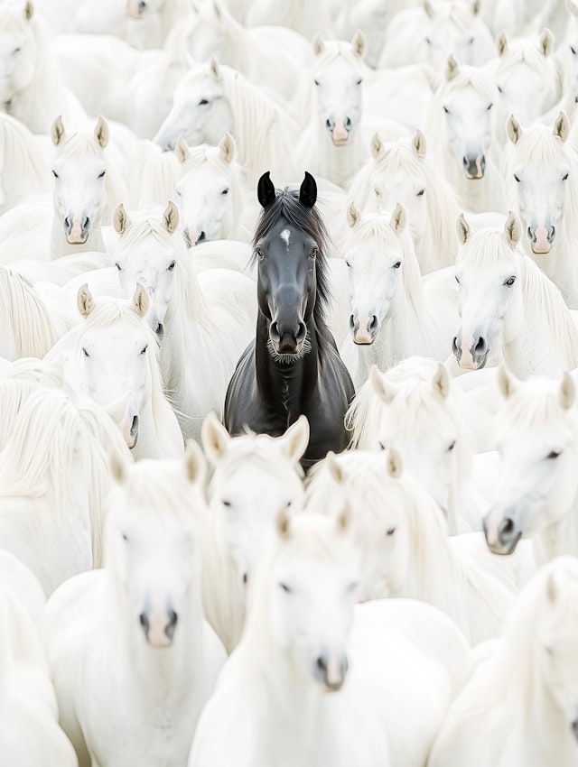 Black Horse Among White Horses