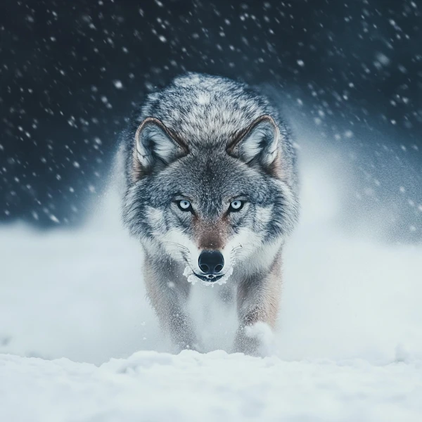 Wolf in Snowy Landscape