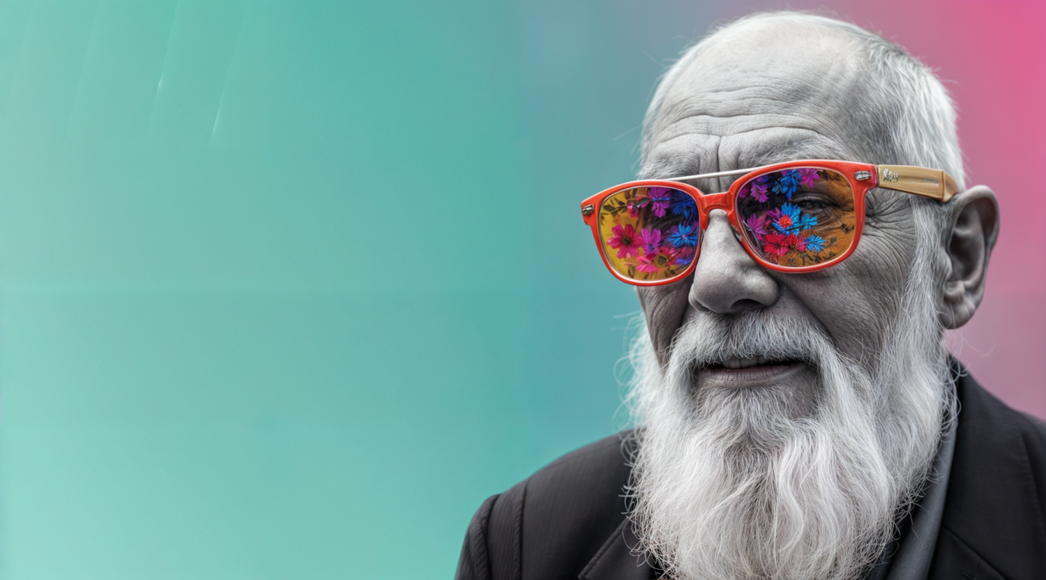 Elderly Man with Vibrant Sunglasses