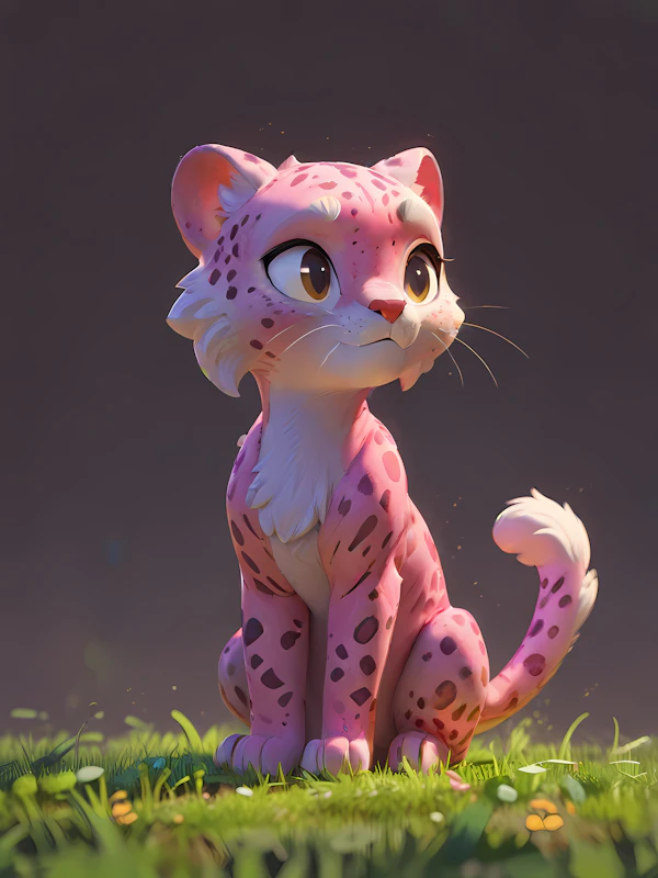 Pink Leopard Illustration