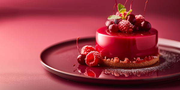 Elegant Glossy Red Dessert Presentation