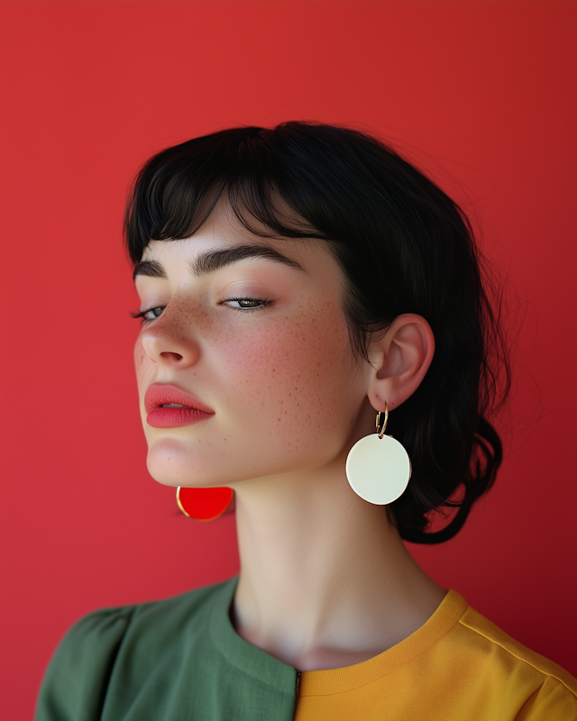 Close-up Portrait with Red Background