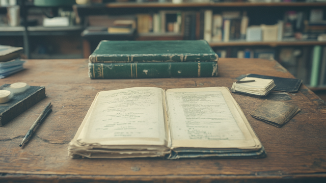 Rustic Desk with Open Book