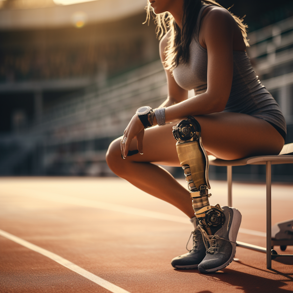 Dawn of Determination: The Resilient Athlete and Her Prosthetic Silhouette